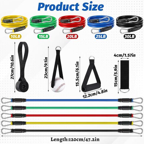 5Pcs Baseball Exercise Bands with Interchangeable Grips, Baseball Resistance Trainer Stretching Bands for Pitching & Throwing, Training Aid for Baseball Softball Pitchers to Build Arm Strength in Kuwait