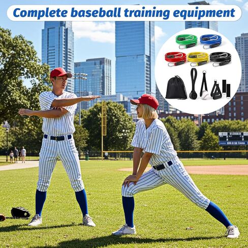 5Pcs Baseball Exercise Bands with Interchangeable Grips, Baseball Resistance Trainer Stretching Bands for Pitching & Throwing, Training Aid for Baseball Softball Pitchers to Build Arm Strength in Kuwait