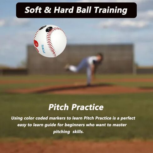 LOOEEL 4 PCS Pitch Practice,Training Baseball Pitching Grip Pitch Practice,Finger Placement Markers Baseball Training Equipment for Teenagers Beginners to Learn Multiple Baseball Grips.-Soft/Hard in Kuwait