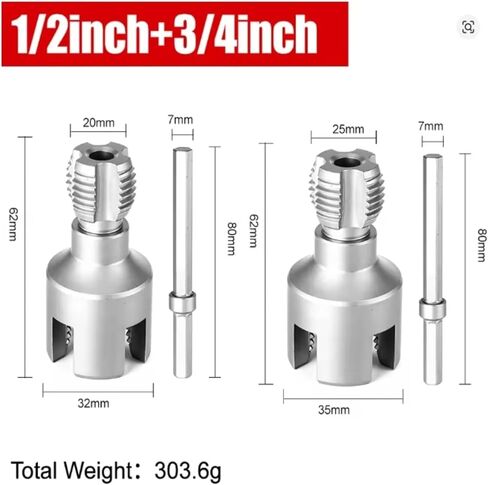 Integrated Internal & External Pipe Threading Tool, 2025 Upgraded Electric Drill Compatible PVC & Plastic Pipe Threader Kit, Water Pipe Internal and External Integrated Threader in Kuwait