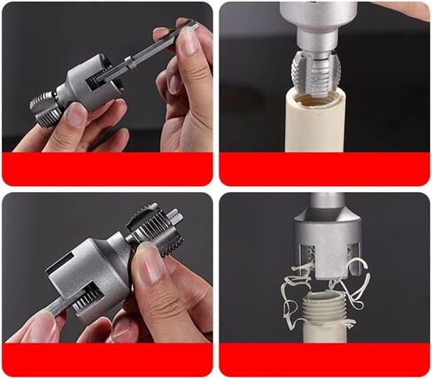 Integrated Internal & External Pipe Threading Tool, 2025 Upgraded Electric Drill Compatible PVC & Plastic Pipe Threader Kit, Water Pipe Internal and External Integrated Threader in Kuwait