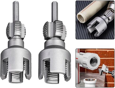 Integrated Internal & External Pipe Threading Tool, 2025 Upgraded Electric Drill Compatible PVC & Plastic Pipe Threader Kit, Water Pipe Internal and External Integrated Threader in Kuwait