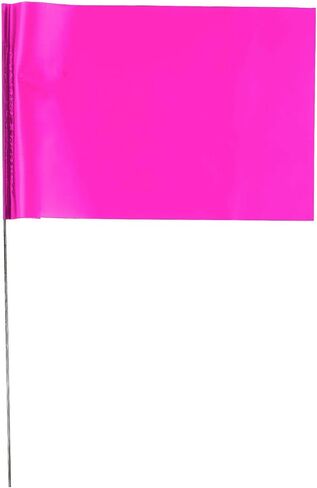 PRESCO Fluorescent Steel Wire Marking Flags – 4″ x 5″ PVC Flags with 36″ Steel Wire Staffs, 100-Count Bundle – Utility, Survey, Construction & Landscaping Markers (Fluorescent Pink) in Kuwait