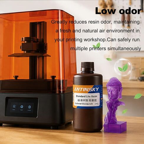 طابعة Antinsky Standard Lite الراتنج ثلاثية الأبعاد راتنج المعالجة بالأشعة فوق البنفسجية 405 نانومتر فوتوبوليمر لشاشات الكريستال السائل/DLP نشاط عالي، دقة عالية، انكماش منخفض، معالجة سريعة، ثبات رائع، رائحة منخفضة، طلاء أرجواني 1 كجم in Kuwait