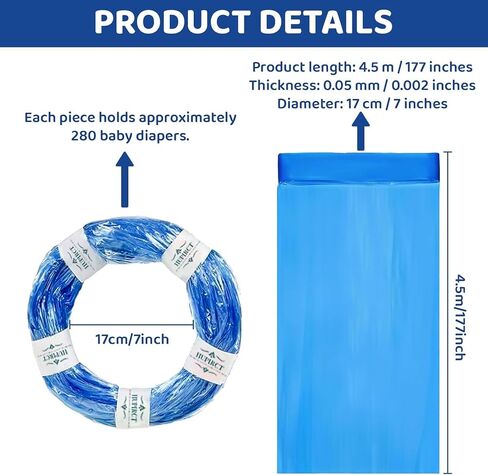 Refill Bags Compatible with Genie, Munchkin, Angelcare Diaper Pails, Odor Block Disposable Diaper Disposal Liners, Leak-Proof Nursery Trash Bags for Baby Diapers (24) in Kuwait