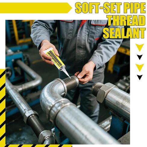 Threlaco 2 Pcs Soft Set Pipe Thread Sealant, 1-3/4 Ounce Non Hardening Paste with 2 Brush for Metal & Plastic Leak Proof, Temp Range -100°F to 600°F, Drip Resistant Ideal for Plumbing & HVAC in Kuwait