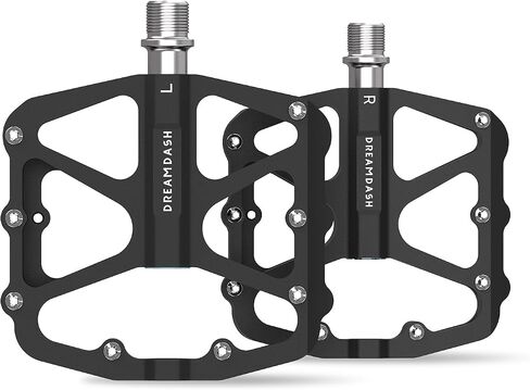 3 Sealed Bearing Bike Pedals,CNC Aluminum Flat Platform Pedals with Cr-Mo Spindle,111mm Wide Non-Slip 16 Traction Pins 9/16" Bicycle Pedals for MTB Road E-Bike Black in Kuwait
