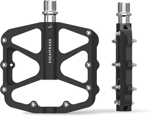 3 Sealed Bearing Bike Pedals,CNC Aluminum Flat Platform Pedals with Cr-Mo Spindle,111mm Wide Non-Slip 16 Traction Pins 9/16" Bicycle Pedals for MTB Road E-Bike Black in Kuwait
