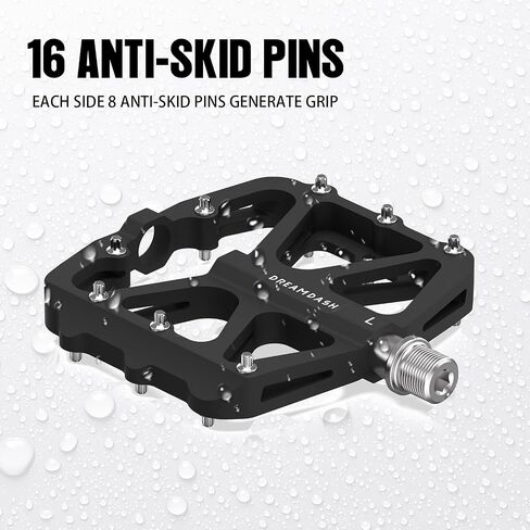 3 Sealed Bearing Bike Pedals,CNC Aluminum Flat Platform Pedals with Cr-Mo Spindle,111mm Wide Non-Slip 16 Traction Pins 9/16" Bicycle Pedals for MTB Road E-Bike Black in Kuwait