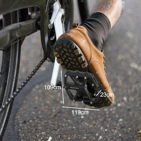 3 Sealed Bearing Bike Pedals,CNC Aluminum Flat Platform Pedals with Cr-Mo Spindle,111mm Wide Non-Slip 16 Traction Pins 9/16" Bicycle Pedals for MTB Road E-Bike Black in Kuwait