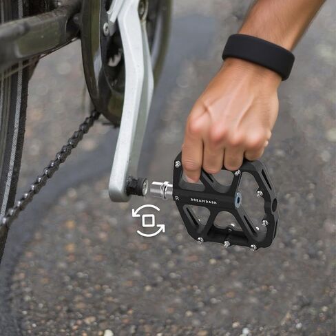 3 Sealed Bearing Bike Pedals,CNC Aluminum Flat Platform Pedals with Cr-Mo Spindle,111mm Wide Non-Slip 16 Traction Pins 9/16" Bicycle Pedals for MTB Road E-Bike Black in Kuwait