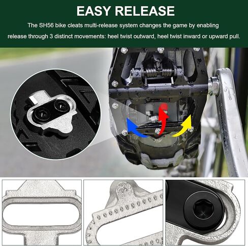 SPD Bike Pedals Cleats Compatible with Shimano SH56 MTB Spin Indoor Cycling | 2 Set Shoe Cleats fit SPD & Look X-Track pedals. 2-bolt multi-directional for spin cycling & mountain biking in Kuwait