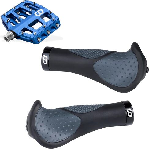 CyclingDeal BMX/MTB Pedals Blue and Classic Grips - Bundle in Kuwait