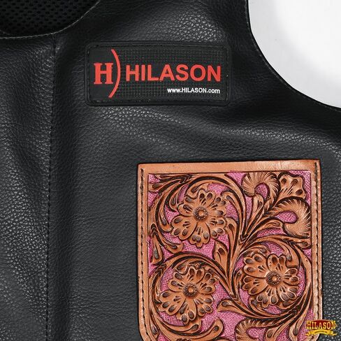 Hilason Bull Riding Kids Junior Youth Pro Rodeo Genuine Leather Vest with Floral Hand Carved in Kuwait