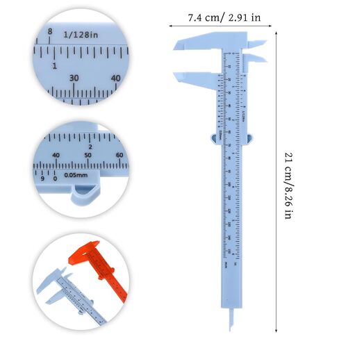 6PCS Eyebrow Measuring Ruler, Mini Plastic Vernier Caliper, Brow Mapping Rulers, Double Scale Plastic Sliding Gauge Ruler for Eyebrow Tattoo, Brow Artists and School Students (6 Colors) in Kuwait