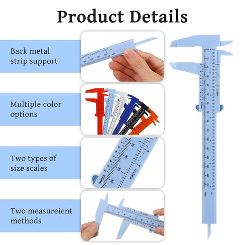 6PCS Eyebrow Measuring Ruler, Mini Plastic Vernier Caliper, Brow Mapping Rulers, Double Scale Plastic Sliding Gauge Ruler for Eyebrow Tattoo, Brow Artists and School Students (6 Colors) in Kuwait