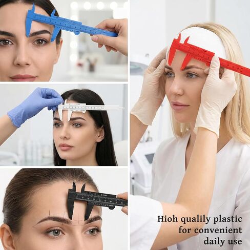 6PCS Eyebrow Measuring Ruler, Mini Plastic Vernier Caliper, Brow Mapping Rulers, Double Scale Plastic Sliding Gauge Ruler for Eyebrow Tattoo, Brow Artists and School Students (6 Colors) in Kuwait