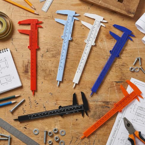 6PCS Eyebrow Measuring Ruler, Mini Plastic Vernier Caliper, Brow Mapping Rulers, Double Scale Plastic Sliding Gauge Ruler for Eyebrow Tattoo, Brow Artists and School Students (6 Colors) in Kuwait