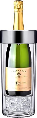 Amazing Abby - VinoChill - Acrylic Double-Wall Wine Chiller with Ice Chamber, Clear Plastic Insulated Champagne Bucket with Enhanced Cooling Bottom, Great for Party, Dinner, and Outdoor Entertaining in Kuwait