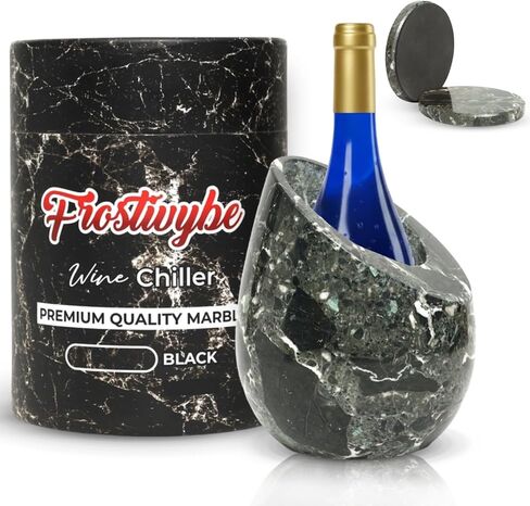 Marble Wine Chiller Bucket Set With 2 Marble Coasters – 750ml Wine Bottle Cooler for Party, Dinner, Kitchen & Bar Cart Decor – Elegant Champagne Cooler Gift for Wine Lovers (White) in Kuwait