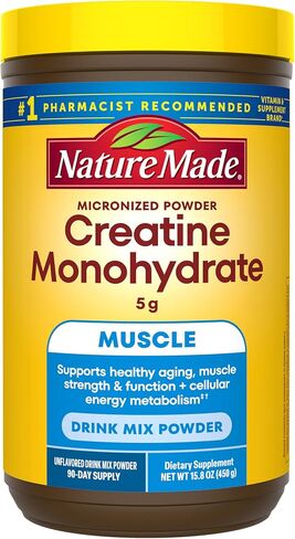 Nature Made Creatine Monohydrate Powder 5 g per Serving, Unflavored Drink Mix Powder, Muscle Support, 450 g, 90 Day Supply in Saudi Arabia