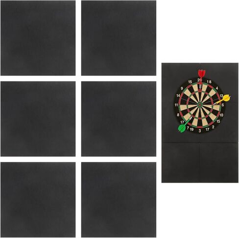 6 Pcs Dart Board Wall Protector Tiles, 30 x 30 cm Square Felt Dartboard Surround, Self-Adhesive Panels with Nylon Fasteners, Protective Backboard for Home and Game Room, Easy Installation in Kuwait