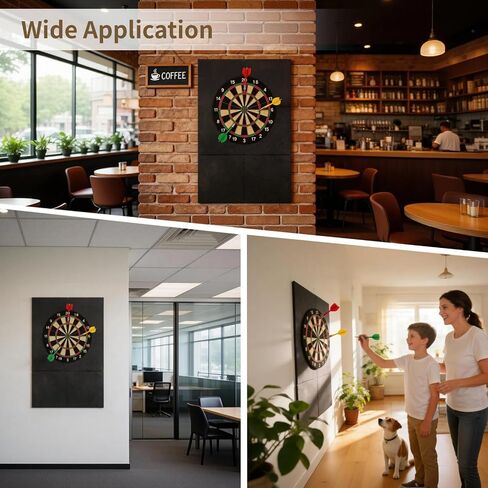 6 PCS Dart Board Wall Protector Tiles, 30 x 30 cm Felt Dartboard Surround, Self-Adhesive Dart Backboard Panels with Nylon Fastener, for Home Office Game Room in Kuwait