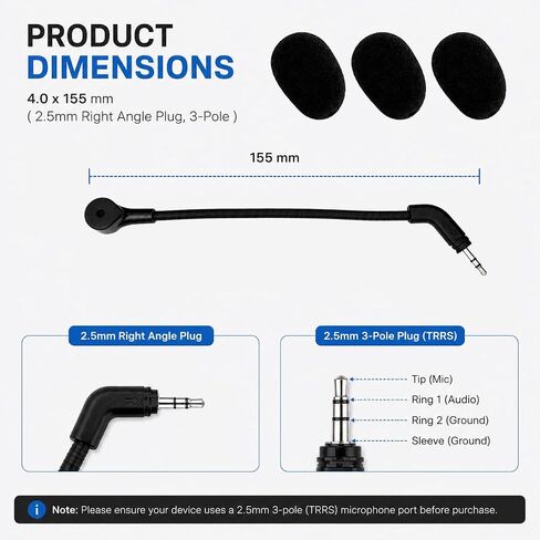 Replacement Game Mic Compatible with Turtle Beach Stealth 500 Wireless Gaming Headsets， 2.5mm Jack Noise Cancelling Microphone for Xbox One Stealth 400 420x 450 500p 520 Recon 50x 50p 50 60p in Saudi Arabia