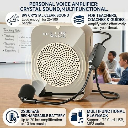 Portable Voice Amplifier for Teachers - Teacher Microphone Mini Voice Amplifier for Classroom,Training, Meeting, Tour Guide, Yoga,Speech,Training Outdoor, Pink in Saudi Arabia