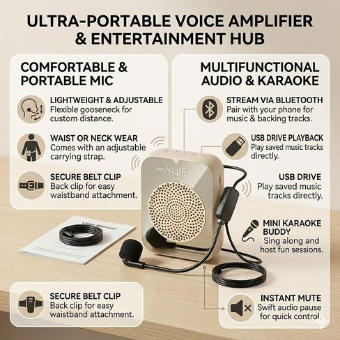 Portable Voice Amplifier for Teachers - Teacher Microphone Mini Voice Amplifier for Classroom,Training, Meeting, Tour Guide, Yoga,Speech,Training Outdoor, Pink in Saudi Arabia