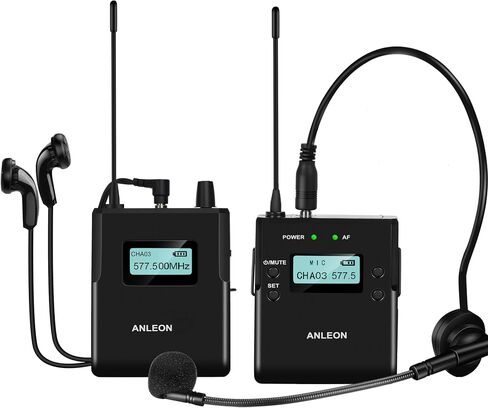 ANLEON MTG-400 Wireless Tour Guide Language Interpretation System Crystal Clear Audio Wireless Lavalier Lapel Microphone System (1 Transmitter -1 Receiver) in Saudi Arabia
