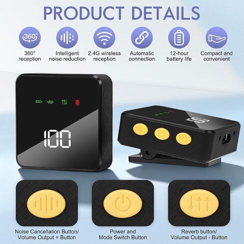 2PCS Wireless Lavalier Microphone Digital Display Noise Cancelling Mic for Live Streaming Interview Vlog in Saudi Arabia