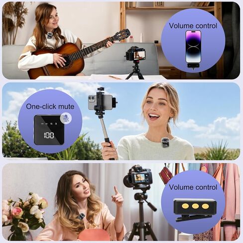 2PCS Wireless Lavalier Microphone Digital Display Noise Cancelling Mic for Live Streaming Interview Vlog in Saudi Arabia