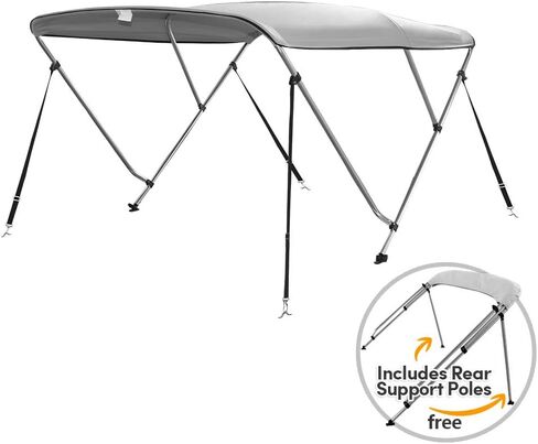 Seamander 3-4 Bow Bimini Boat Top Cover,Boat Accessories,Boat Canopy with Mounting Hardware, Rear Support Pole with Storage Boot (Grey, 3 Bow 6'L x 36" H x 73"-78" W) in Saudi Arabia