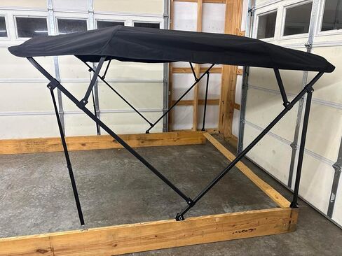 Cypress Rowe Outfitters Pontoon Boat Bimini Top, Square Tube Black Powder Coated Frame, Black Canvas, 8' Long, 8' Wide, fits 91-96" Wide, Complete Kit, Big League Biminis in Saudi Arabia