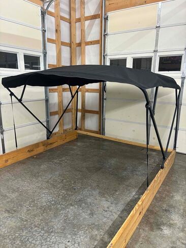 Cypress Rowe Outfitters Pontoon Boat Bimini Top, Square Tube Black Powder Coated Frame, Black Canvas, 8' Long, 8' Wide, fits 91-96" Wide, Complete Kit, Big League Biminis in Saudi Arabia