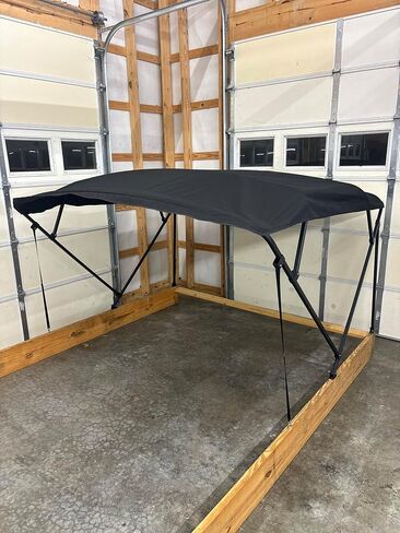 Cypress Rowe Outfitters Pontoon Boat Bimini Top, Square Tube Black Powder Coated Frame, Black Canvas, 8' Long, 8' Wide, fits 91-96" Wide, Complete Kit, Big League Biminis in Saudi Arabia