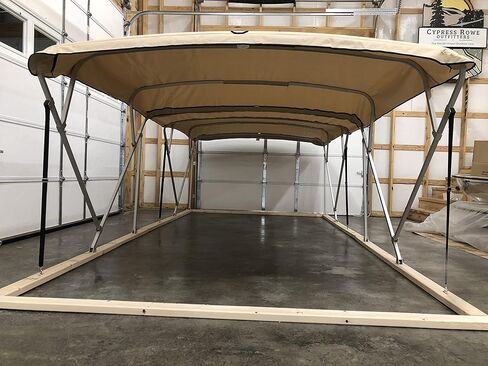 SunPro Series, Lab Certified 50+ UPF Monster Double Pontoon Boat Bimini Top in Beige, 17' Long, 8 1/2' Wide, fits 97-103" Wide, Complete Dual Kit with Frame, Canopies w/Storage Boots, Hardware in Saudi Arabia