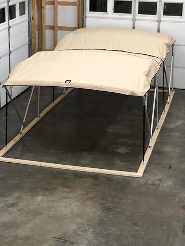 SunPro Series, Lab Certified 50+ UPF Monster Double Pontoon Boat Bimini Top in Beige, 17' Long, 8 1/2' Wide, fits 97-103" Wide, Complete Dual Kit with Frame, Canopies w/Storage Boots, Hardware in Saudi Arabia