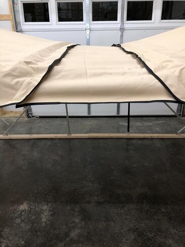 SunPro Series, Lab Certified 50+ UPF Monster Double Pontoon Boat Bimini Top in Beige, 17' Long, 8 1/2' Wide, fits 97-103" Wide, Complete Dual Kit with Frame, Canopies w/Storage Boots, Hardware in Saudi Arabia