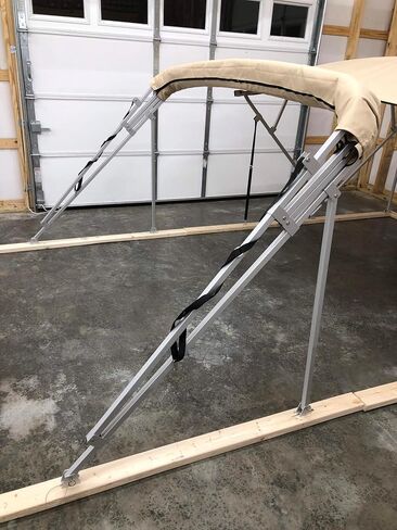 SunPro Series, Lab Certified 50+ UPF Monster Double Pontoon Boat Bimini Top in Beige, 17' Long, 8 1/2' Wide, fits 97-103" Wide, Complete Dual Kit with Frame, Canopies w/Storage Boots, Hardware in Saudi Arabia