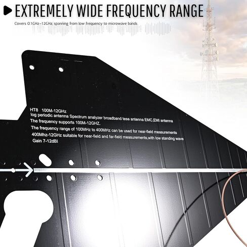 Log Periodic Directional Antenna, 100MHz-12GHz Ultra Wideband RF Antenna Outdoor with SMA Cable for Spectrum Management EMC Testing, High Gain 7-12dBi in Saudi Arabia
