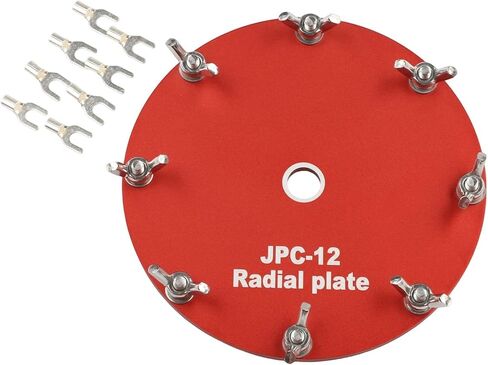 Grounding Plate for PAC 12 for JPC 12 Portable Shortwave Antenna Ground Plate with 10 Fork 2.4mm Terminal Blocks Aluminum Base Plate, for Outdoor Ham Radio and Field Signal Testing in Saudi Arabia