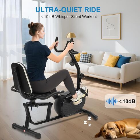 Recumbent Exercise Bike for Seniors & Adults - Quiet Recumbent Stationary Bikes for Home, Bluetooth App, 16-Level Resistance, Adjustable Seat, Supports 380LB, LCD Display & Pulse Sensors in Saudi Arabia