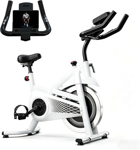 Exercise Bike Indoor Stationary Bike with Bluetooth Cycling Bicycle for Home Gym 300 lbs Weight Capacity Adjustable Seat/Handlebar for Office Cardio Workout in Saudi Arabia