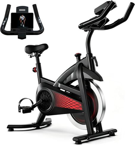 Exercise Bike Indoor Stationary Bike with Bluetooth Cycling Bicycle for Home Gym 300 lbs Weight Capacity Adjustable Seat/Handlebar for Office Cardio Workout in Kuwait