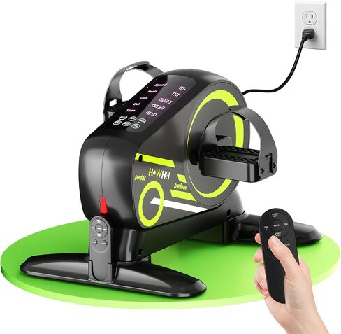 Mini Exercise Bike, Motorized Under Desk Pedal Exerciser Leg/Arm Cycle for Senior, Auto&Manual Mode, Adjustable Speed, LCD Display, Remote Control in Saudi Arabia