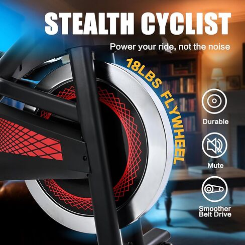 Exercise Bike Indoor Stationary Bike with Bluetooth Cycling Bicycle for Home Gym 300 lbs Weight Capacity Adjustable Seat/Handlebar for Office Cardio Workout in Kuwait