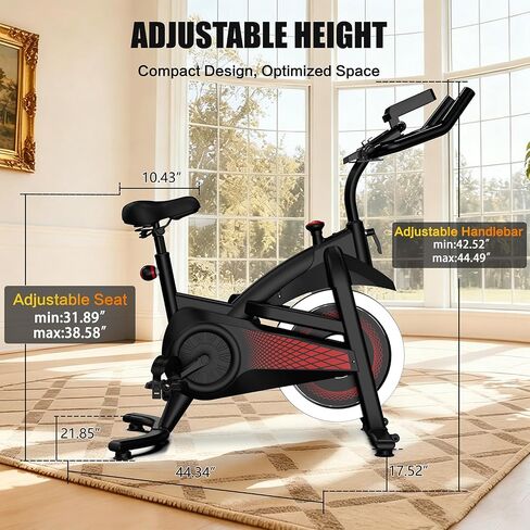 Exercise Bike Indoor Stationary Bike with Bluetooth Cycling Bicycle for Home Gym 300 lbs Weight Capacity Adjustable Seat/Handlebar for Office Cardio Workout in Kuwait