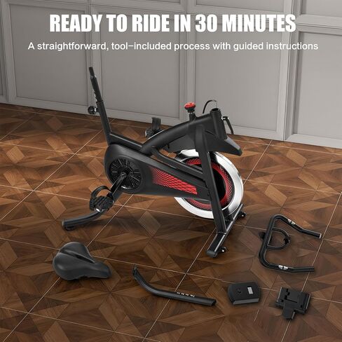 Exercise Bike Indoor Stationary Bike with Bluetooth Cycling Bicycle for Home Gym 300 lbs Weight Capacity Adjustable Seat/Handlebar for Office Cardio Workout in Kuwait